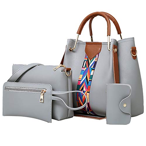 Luckycat Bolsos bandolera para Mujer 2019 Primavera y Verano Moda mano Carteras de mano y clutches monedero Shoppers y bolsos de hombro Cuero de la PU Señora de Juego de cuatro piezas