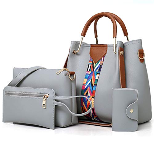 Luckycat Bolsos bandolera para Mujer 2019 Primavera y Verano Moda mano Carteras de mano y clutches monedero Shoppers y bolsos de hombro Cuero de la PU Señora de Juego de cuatro piezas