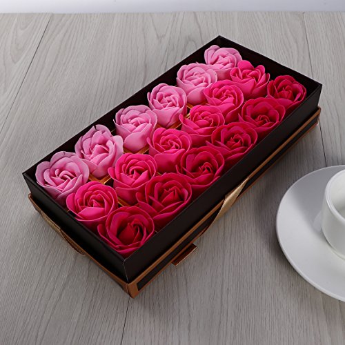 Lurrose Jabon de baño Flores de rosa,jabón de aceite esencial del pétalo de la flor de Rose perfumado multicolor jabón de cuerpo jabón regalo del banquete de boda 18 piezas