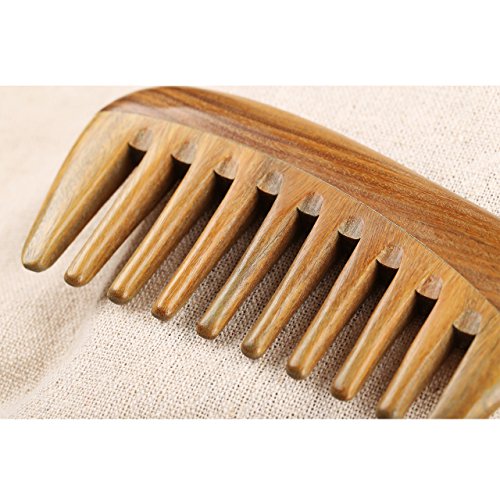 LWBTOSEE Peine de pelo de madera Peines de dientes anchos para desenredar, No estático, Sin enredos, Sin enganches, Aroma Sándalo Peine para cabello rizado mojado Mujeres y hombres