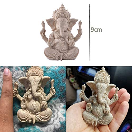 MagiDeal Estatua de Arenisca Ganesha Estatuilla Escultura de Buda Elefante Hecha a Mano