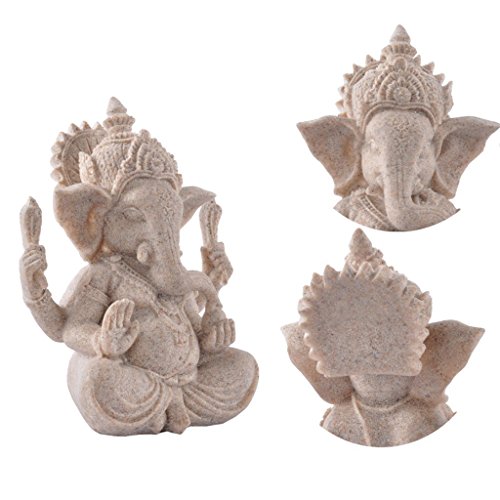 MagiDeal Estatua de Arenisca Ganesha Estatuilla Escultura de Buda Elefante Hecha a Mano