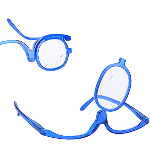 Magnifique los vidrios del maquillaje del ojo sola lente vidrios giratorios herramienta esencial del maquillaje de las mujeres(azul 250)