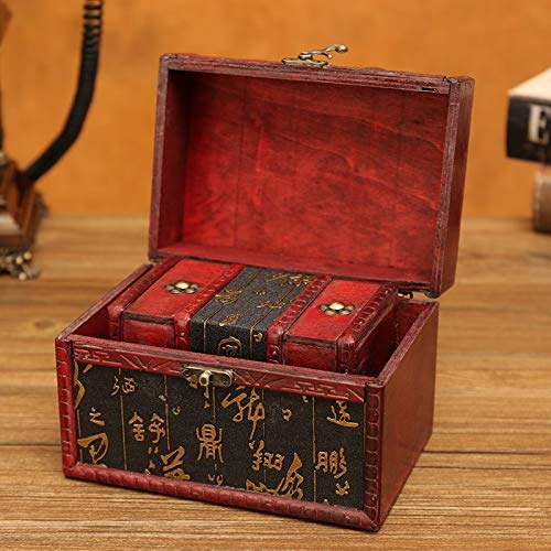 Maleta Vintage, Protector de Esquina de Metal con diseño de Hebilla Accesorios de fotografía de Tienda de cosméticos de joyería Madera, 8 Estilos 2 tamaños GGYMEI (Color : Brown-b, Size : 14x9x9cm)