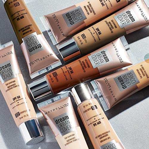 Maybelline New York Dream Urban Cover Tono 100 Warm Ivory Base de Maquillaje con Spf 50 y Antioxidantes 21 g