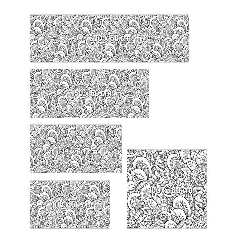 MEGADECOR Cabecero Cama PVC Decorativo Económico Mandala Blanco y Negro 3D Medidas (200 cm x 60 cm)