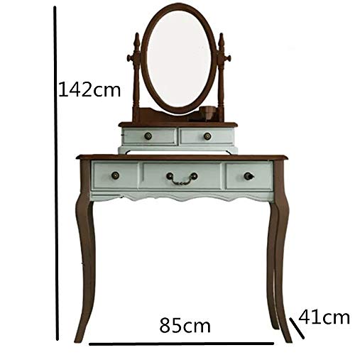 Mesa de maquillaje Dormitorio Dresser país estilo americano Tocador Antiguo retro Dresser Apartamento pequeño de muebles princesa tocador Tocadores ( Color : Green , Size : 85cmx41cmx142cm )