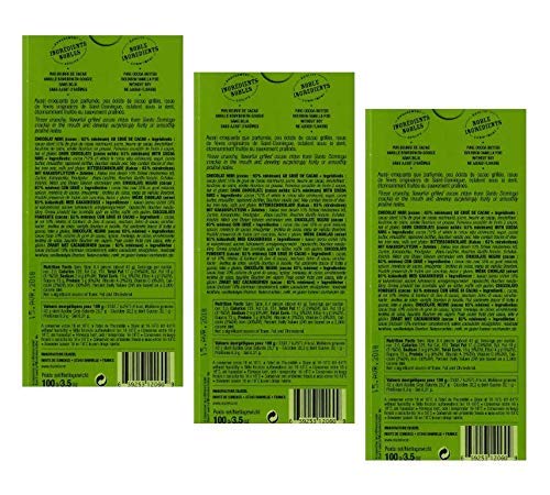 Michel Cluizel Chocolatería a Damville Tableta Chocolate Negro 63% Semillas de cacao con Habas Frijoles Santo Domingo Puro Manteca de Cacao Sin Soya y Sin Sabor Producido en Francia - 3 x 100 Gram