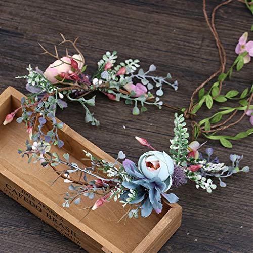 MIKI-Z Boda Nupcial Dulce Bosque Diadema simulación Capullo de Rosa Flor Vid Corona Tiara