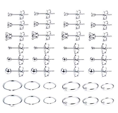 Milacolato Aretes de Acero Inoxidable Minúsculos Para Hombre Para Mujer Aretes Pequeños Sin Fin Aretes Set CZ Ball Stud Para Labio Tragus Cartílago Piercing Jewlry
