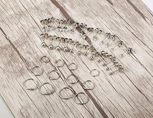 Milacolato Aretes de Acero Inoxidable Minúsculos Para Hombre Para Mujer Aretes Pequeños Sin Fin Aretes Set CZ Ball Stud Para Labio Tragus Cartílago Piercing Jewlry