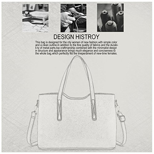 Miss Lulu Bolsas de Señoras Moda Cuero Pu 2 Piezas Totalizador Bolsos de Hombro para Mujeres (Blanco)