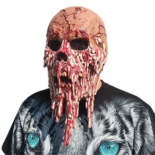Morbuy Terror Máscara de Halloween, Adulto Látex Novedad Horror Espeluznante Cabeza Máscaras Cara Fiesta de Disfraces Cosplay (Fantasma de Sangre)