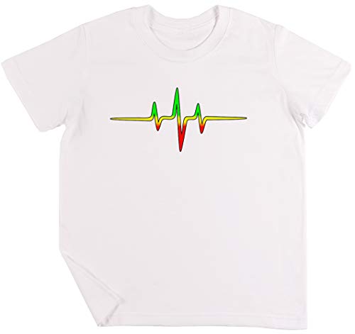 Música Pulso, Reggae, Latido del Corazón, Rastafari, Jah, Jamaica, Rasta Niños Chicos Chicas Unisexo Camiseta Blanco