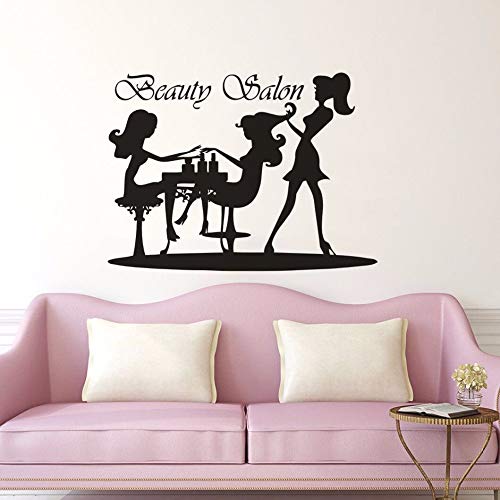 Nail Art Design Etiqueta de la pared Señoras Peluquería Ventana Vinilo Póster Salón de belleza Decoración Chica Maquillaje Belleza Etiqueta de la pared Decoración del hogar Etiqueta otro color 78x57cm