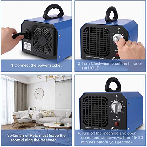 Nakey Generador de ozono, generador comercial de ozono 6000 mg/h Desodorante negro esterilizador industrial O3 para purificador de aire para habitación, humo, coche y animales domésticos