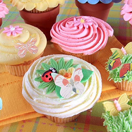 NATEE 42pcs Mariposa Comestible, Adorno Comestible para Tartas, Papel Comestible, Cupcake Toppers Decoración Creativa de Postre Papel Glutinoso 3D Realista 5 4 3cm para Tarta de Boda Cumpleaños