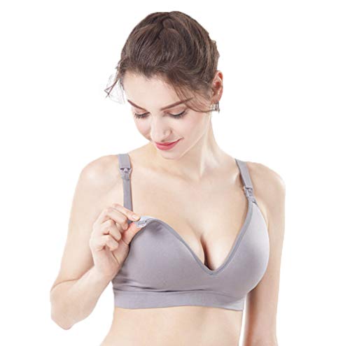 Oliked, Sujetador de Maternidad sin Costuras, 4 Paquete (Negro + Gris + Rosa + Beige), L - 38/85