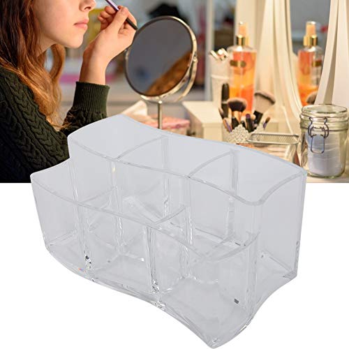 Organizador de cosméticos y maquillaje, acrílico transparente, 6 ranuras, soporte para cepillo de maquillaje, caja, organizador de escritorio, organizador de maquillaje de vanidad