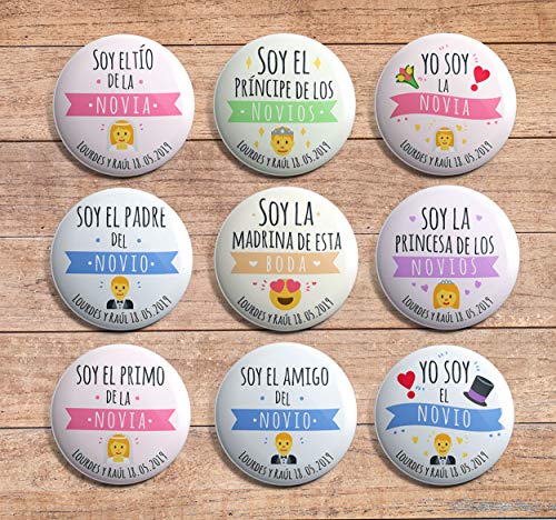 Pack chapas personalizadas 59mm (bodas, despedidas, eventos) (25)