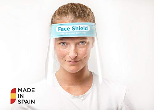 Pantalla Protección Facial Sonaprotec - Protector Facial Antivaho. Talla Niños y Adultos. Visera Protectora para la Cara Face Shield Fabricadas en España - Talla Mediana - Pack 12