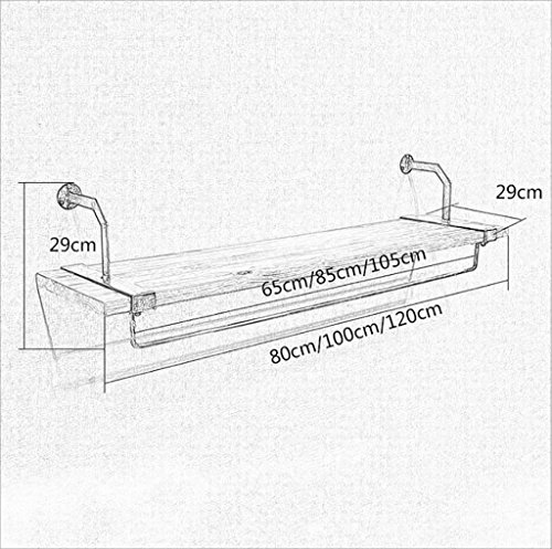Perchero Tienda de Ropa Expositor Rack Side Hanging Vintage Wood Hierro Forjado Montaje de Pared Kitchen Spice Rack Baño Towel Rack (Tamaño : 120 * 29 * 29cm)