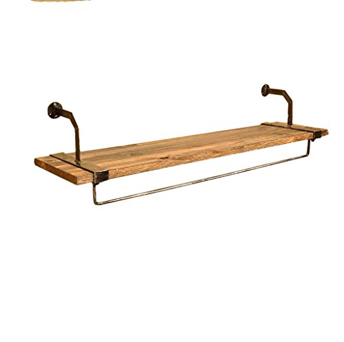 Perchero Tienda de Ropa Expositor Rack Side Hanging Vintage Wood Hierro Forjado Montaje de Pared Kitchen Spice Rack Baño Towel Rack (Tamaño : 120 * 29 * 29cm)