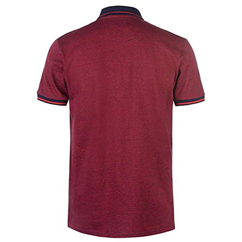 Pierre Cardin - Polo de rayas finas para hombre, con firma bordada rojo/azul marino L