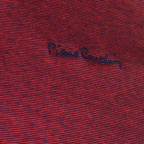 Pierre Cardin - Polo de rayas finas para hombre, con firma bordada rojo/azul marino L