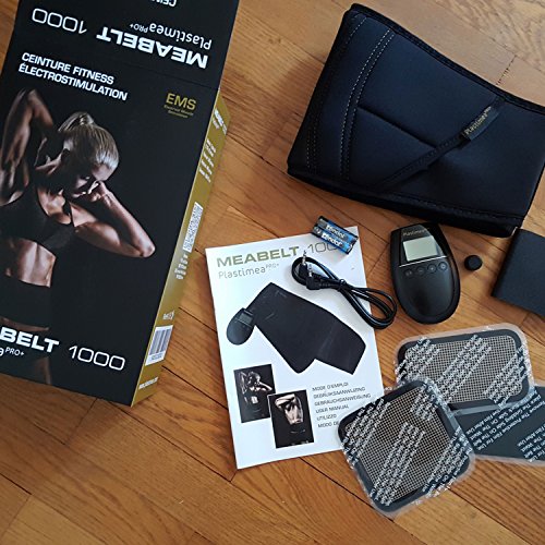 Plastimea Electroestimulador Abdominal Muscular Gluteos Masajeador Eléctrico Meabelt 1000 Cinturón para Hombre y Mujer Cinturón Abdominal EMS Abs Trainer