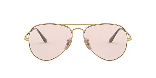 Ray-Ban Aviator Metal II Lentes oscuros, Dorado/Rosa Claro Fotocromático, 55 Unisex Adulto