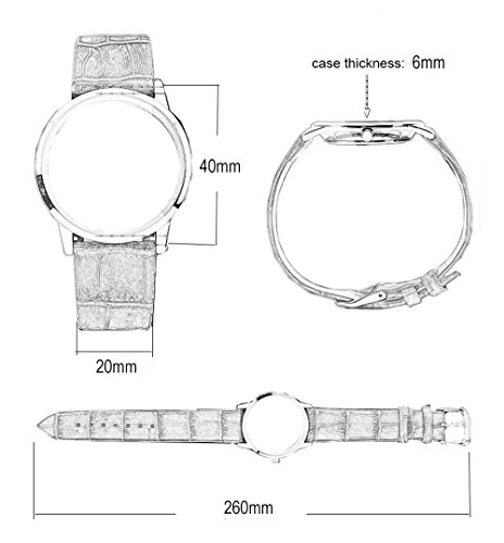 Relojes Mujer y Hombre Ultradelgado Cuero Clásico, Gris-Oro Rosa