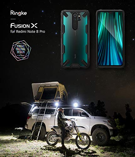 Ringke Fusion-X Diseñado para Funda Xiaomi Redmi Note 8 Pro, Transparente al Dorso Carcasa Redmi Note 8 Pro 6.53" Protección Resistente Impactos TPU + PC Funda para Redmi Note 8 Pro 2019 - Black