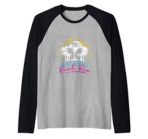 San Juan Puerto Rico Vacaciones Playa Viaje Recuerdo Camiseta Manga Raglan