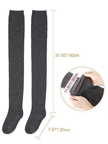 SATINIOR Calcetines Altos de Muslo Medias Extra Largas Medias de Botas Largas para Chicas Mujeres (Negro, Gris Oscuro, Rojo Vino, 3)