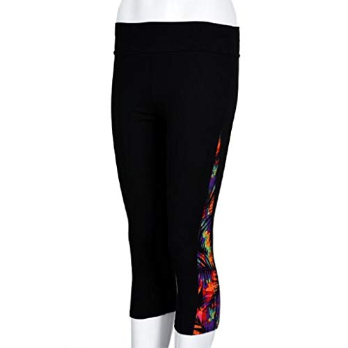 SHOBDW Pantalones Mujer Moda Patchwork Colorido Cintura Alta Entrenamiento Fitness Yoga Deporte Lado Impreso Correr Mallas Estiramiento Recortado Legging Pantalones