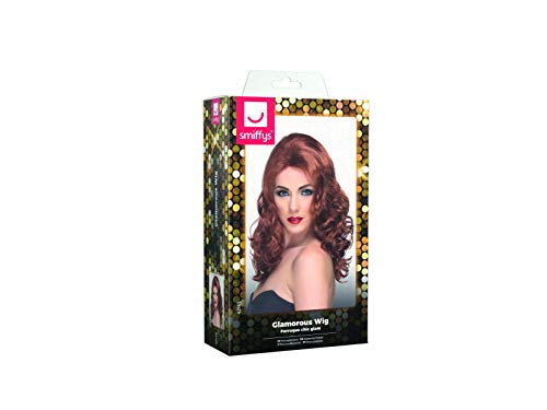 Smiffys- Peluca glamurosa, castaña rojiza, Larga y Ondulada, Color, Tamaño único (Smiffy'S 42145)