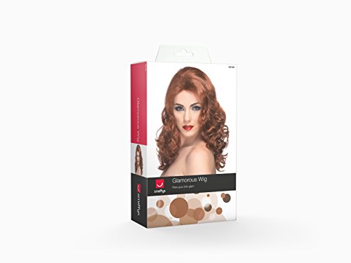 Smiffys- Peluca glamurosa, castaña rojiza, Larga y Ondulada, Color, Tamaño único (Smiffy'S 42145)