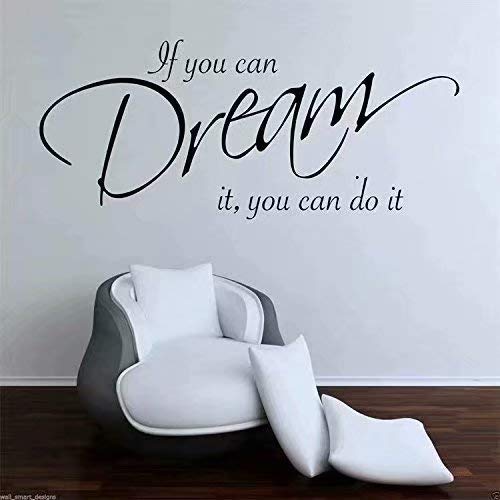 SUNXIN Pegatina todo comienza con un sue?o para dormitorios color negro Decoracion pared Estilo único