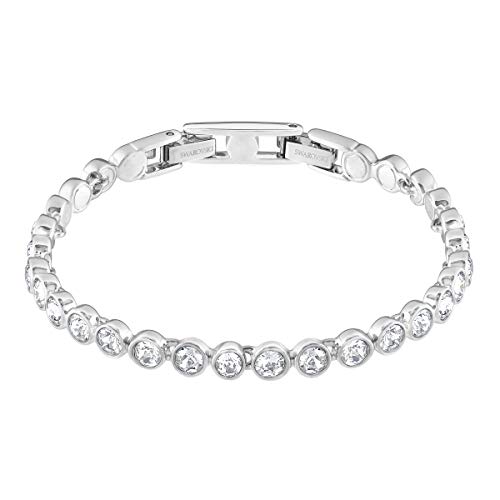 Swarovski Pulsera Tennis, Blanco, baño de rodio