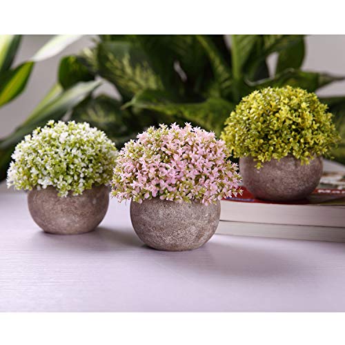 T4U Plantas Artificiales Plásticas Flor Decorativa en Maceta Multicolor para Oficina en Casa Paquete de 3
