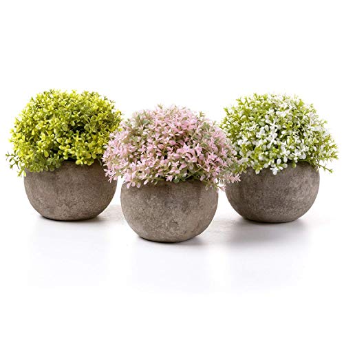 T4U Plantas Artificiales Plásticas Flor Decorativa en Maceta Multicolor para Oficina en Casa Paquete de 3