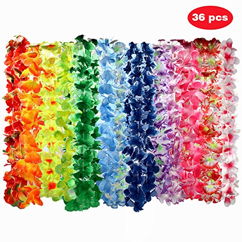 ThinkMax Collares Hawaianos Fiesta, 36 Piezas Collar de Flores para Fiesta Hawaiana