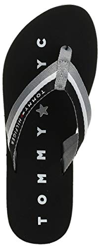 Tommy Hilfiger Tommy Loves NY Beach Sandal, Chanclas para Mujer, Negro (Black 990), 39 EU