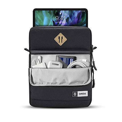tomtoc 11" Bolso Portátil de Hombro para 11" New iPad Pro, 10,5" New iPad Air 2019, 10,5 iPad Pro, 9,7 iPad, Microsoft Surface Go, Samsung Galaxy Tablet, Ajusta Apple Lápiz y Smart Keyboard, Negro