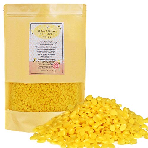 Tonsooze Cera de Abeja Amarilla pura natural Cera para velas, puras Pastillas de Cera de Abeja (453 g.), Ideal para la fabricación de cosméticos, velas, barnices y telas de cera de abeja.