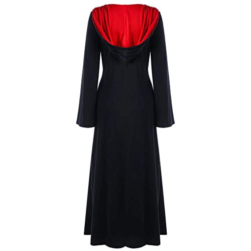 Tosonse Vestidos con Capucha Vintage para Mujer Vestido Largo De Patchwork con Cordones para Cosplay Gótico Medieval Disfraces De Halloween