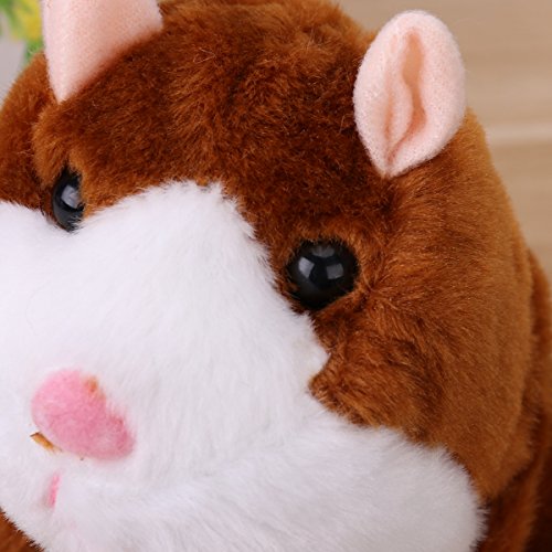 TOYMYTOY Juguete hámster de hablando Repite lo Que Dices Hamster Interactivo Peluche Habla juguete para regalo de niños, pilas no incluidas (Marrón claro)