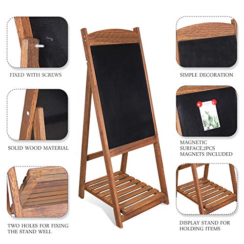 unho Pizarra de Pie de Madera Pizarra Vintage con Estante de Flores Escalera Decorativa con Pizarra para Cafetería Restaurante Librería Bar Hogar Color Marrón