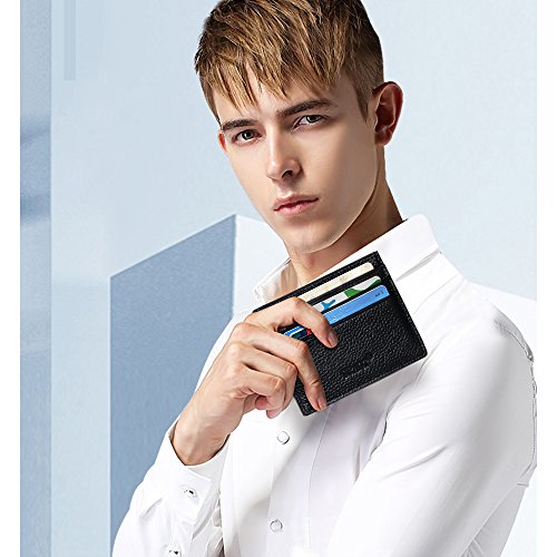 URAQT Tarjetero para Tarjetas de Crédita, Billetera para Tarjetas de Crédito de Tecnología Anti-Robo RFID, Carteras del Bolsillo del Frente para Hombre y Mujer, Negro
